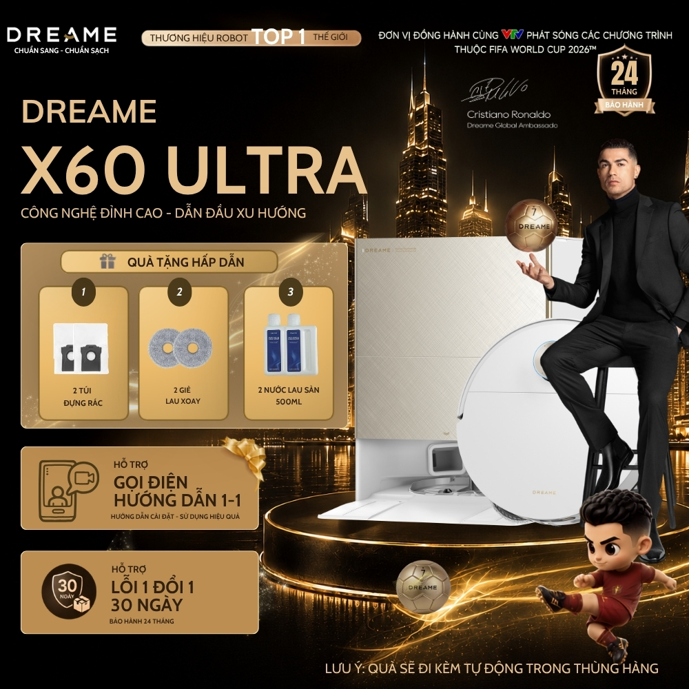 Robot hút bụi thông minh Dreame X60 Ultra – Bản Quốc Tế, lực hút 36.000 Pa - ảnh 2