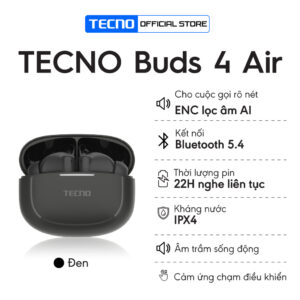 Tai nghe Bluetooth 5.4 Tecno Buds 4 Air – chống ồn AI-ENC, kháng nước IPX - ảnh 2