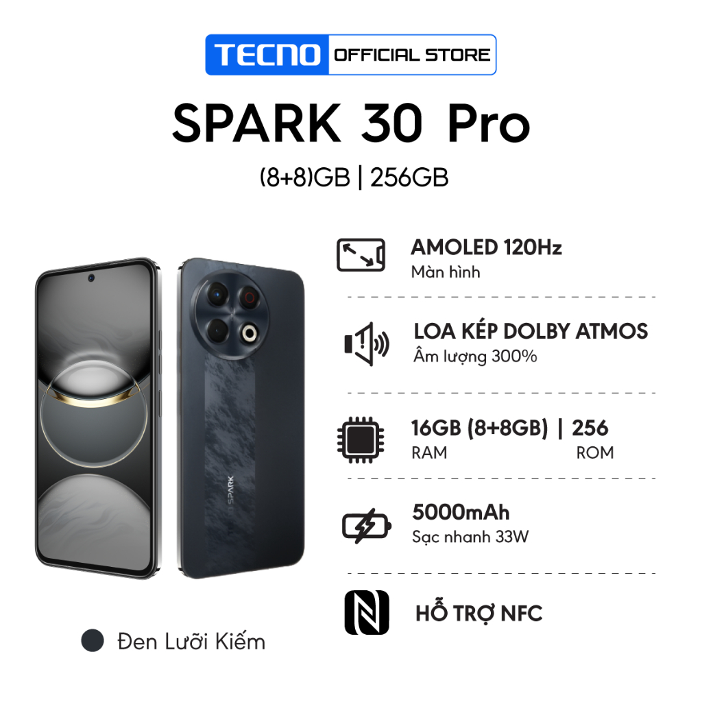 Điện thoại Tecno Spark 30 Pro 8GB/256GB – AMOLED 120Hz, NFC, loa kép - ảnh 3